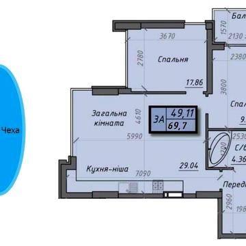 3-кімнатна квартира ЖК Айсберг-2