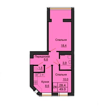 Продаж 50 м2 двокімнатної квартири в ЖК Софія Нова