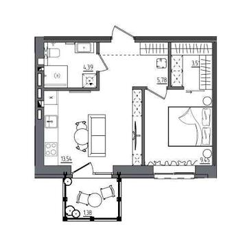 Квартира з балконом на сонячну сторону