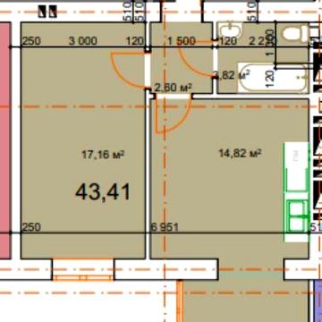 1 кім квартира , площа 43.41 м.кв, розтермінування на 30 місяців ЖК Family House