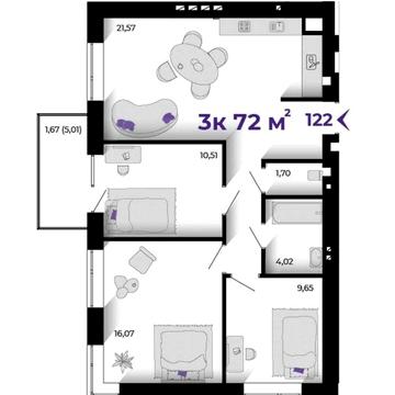 3к квартира 72 м.кв. в малоповерховому затишному ЖК ЖК Простір