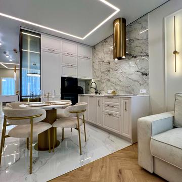 Квартира в ЖК Атмосфера з новим дизайнерським ремонтом, частково вид моря, тераса