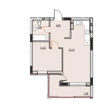 1к квартира 53м2 у ЗБУДОВАНОМУ ЖК River Port.