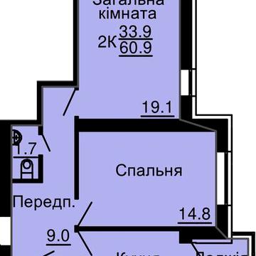 2к квартира 61 м2 в новому ЖК! Є-оселя, є-відновлення, сертифікат! ЖК Львівський затишок