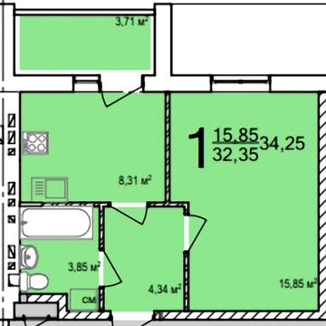 ПРОДАМ 1 ком квартиру 34.25м2 ЖК ПТИЧКА Барабашова 14 КОММУНИКАЦИИ.L ЖК птичка