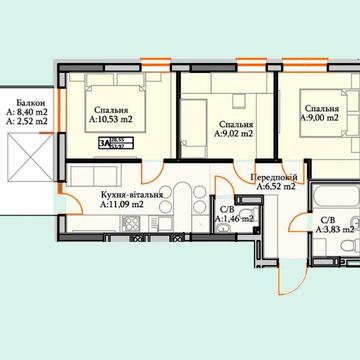 3-х кімнатна  в новому ЖК розтермінування - так