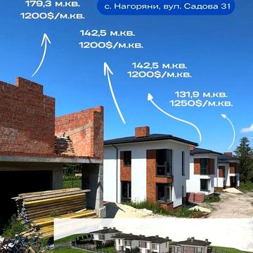 ВІД ЗАБУДОВНИКА БЕЗ КОМІСІЇ ПРОДАЖ окремих будинків Львів Нагоряни