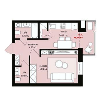 Продаж 1к Квартира Котовського вулиця ЖК Дом на Грушевського