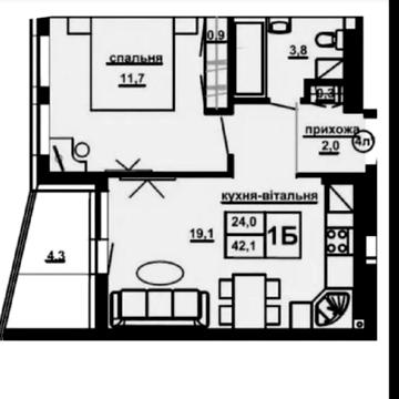 Продаж 1к квартири 40.9 кв. м на вул. Опільського Юліана