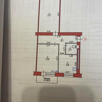 Двокімнатна квартира, 5/5 поверх, центр міста