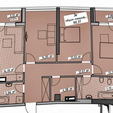 БЕЗ КОМИССИИ  3 ком квартира ЖК Атмосфера /Аркадия/Курортный переулок ЖК Атмосфера