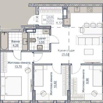 Видова 3 кімнатна квартира в ЖК « А+ Я» ЖК А+я