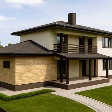 Сучасний будинок з гаражем і терасою — 8 соток, 180 м²