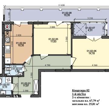 2к з терасою в зданій новобудові, вул Трускавецька