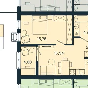 Квартира однокімнатна 44,38м2 Власник ЖК Шелест