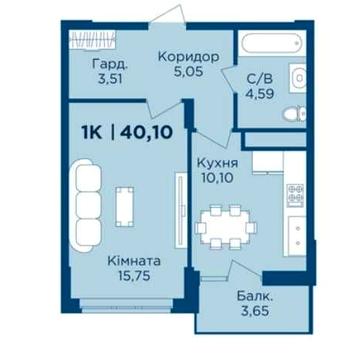 АКЦІЯ! Готова 1кім. квартира 40м2