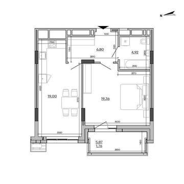 Продаж 1к Квартира 51.84 кв.м вулиця Промислова