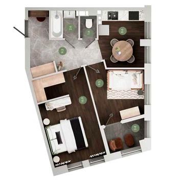 2к квартира з вел. терасою у сучасному ЖК Гринвіч Парк від забудовника ЖК Гринвіч парк