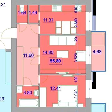 Терміново! Продам! Двокімнатна 55.8м2! квартира біля Veles Mall!