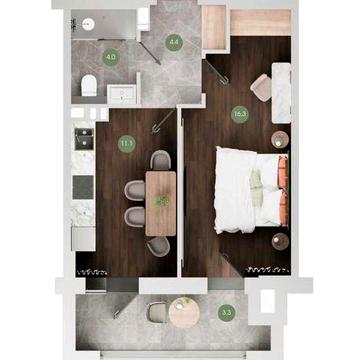 1к. квартира в Клубному будинку ЖК Гринвіч Парк від забудовника ЖК Гринвіч парк