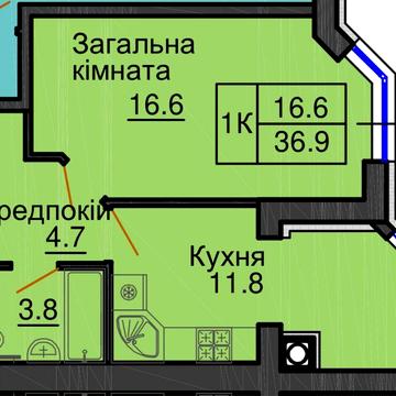 1-но кім. кв. ЖК Софія Резиденс зданий дім вид на фонтан ЖК Софія Резиденція