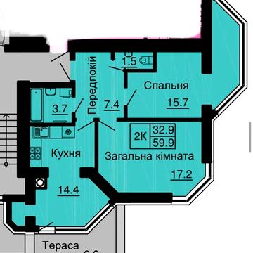 Продаж 2 кім.квартири з балконом та терасою ЖК Софія ЖК Софія Сіті