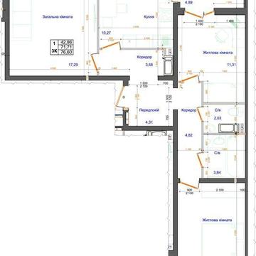 Квартира 3-х кімнатна ЖК Атлант ЖК Атлант