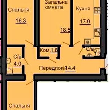 ЖК  Резиденс продаж  3кім квартири 88м2  з вдалим плануванням ЖК Резиденс