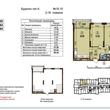 Выговского И., ЖК "Варшавский 3", дом 10.10, тип 2С1 (69м) ЖК Варшавский 3