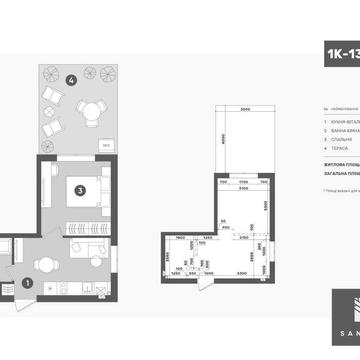 Продаж квартири 33.46м2 з терасою 14м жк Sanville park від Забудовника ЖК Sanville Park