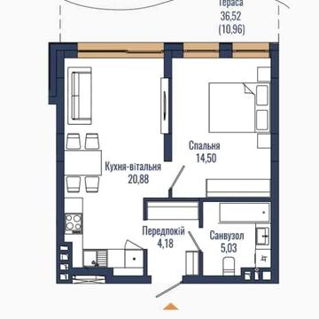 1-к кімнатна (можна в 2-к) • Бізнес-клас на Навроцького ЖК R69