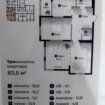 Продаж 3к Квартира Хоткевича Гната вулиця ЖК Senat