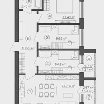 Квартира (3к) з індивідуальним газовим опаленням та кухнею 20 метрів.