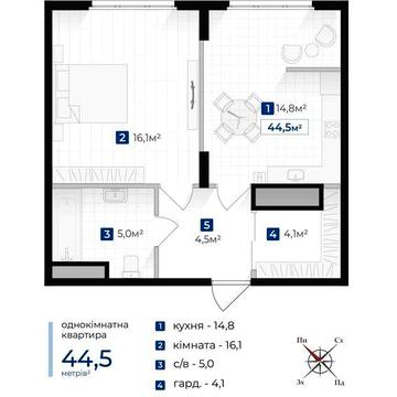 Продаж 1-Кімнатна квартира ЖК Козацький! ЖК Козацький