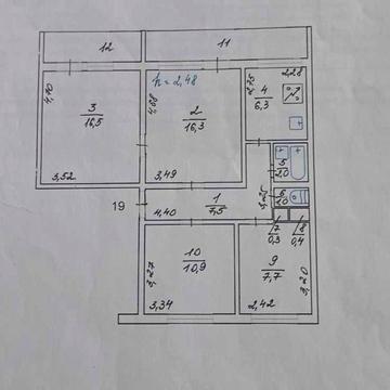 Продам 4-кімнатну квартиру 73.9 кв.м