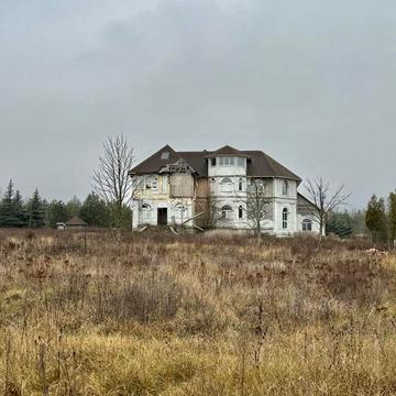 Будинок з озером та з підсобними будівлями біля лісу. Мотижин.