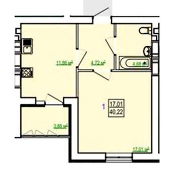 ЖК Сказка продам реальную одномнатную квартиру 40.22м2 Дом 19L ЖК Сказка