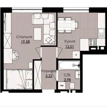 Квартира 1-кімнатна ЖК Роял Парк