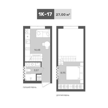 Продаж  1-к квартира 27м2 з 2-х ярусною спальнею в ЖК«Sanville Park» ЖК Sanville Park