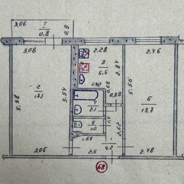 Продам квартиру 2-х комнатная, 3 этаж, раздельные комнаты, 44.5кв м