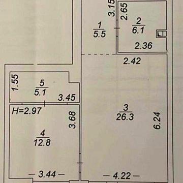 Продаж однокімнатної квартири загальною 55.8м2 ЖК TRIIINITY ЖК TRIIINITY