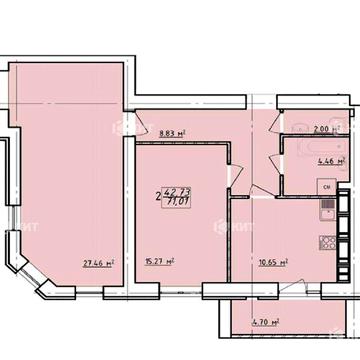 2к., 71м2, Центр (м. Гагарина, ЖК Левада, ул. Заливная) 130599
