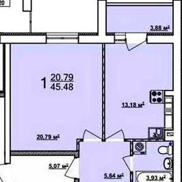 24000 Жк Мира 3 Продам БОЛЬШУЮ 1 комнатную квартиру S-46 кв.м ,1 этAS ЖК Мира 3