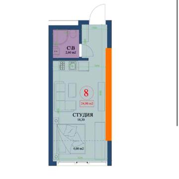 1к.25м2 Центр (ЖК Куликовский, м. Архитектора Бекетова) 127352