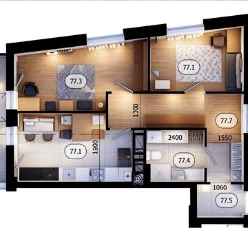 2-кім квартира у ЖК Soul Park — Шевченківський р-н, (дизайн-проект) ЖК SOUL PARK