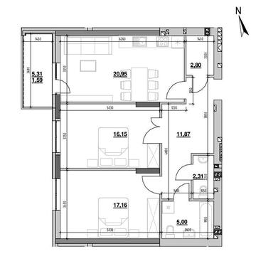 Простора 2-кімнатна квартира | ЖК Riel City | 89,5 м²
