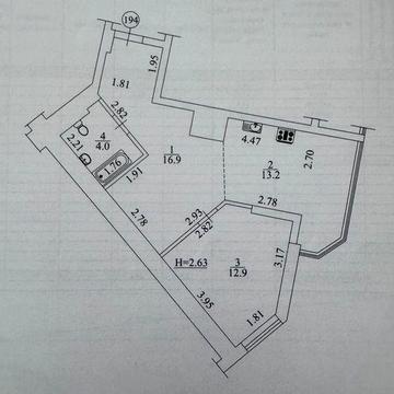 Велика 1-кім. квартира, 47 м2 ЖК Чорновола ЖК Чорновола