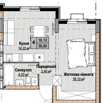 Без% Продається однокімнатна квартира, Чабани Plaza Kvartal 8й будинок ЖК Plaza Kvartal 3