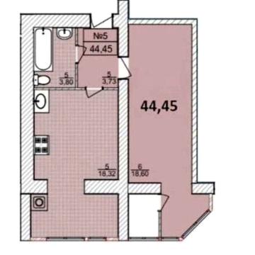 1-кімнатна квартира 44,5 м² у ЖК «Софія» новобудова 2 поверх ЖК Софія
