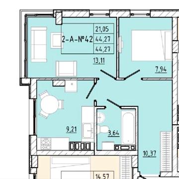 Квартира Приморские сады, евродвушка ЖК Приморские сады